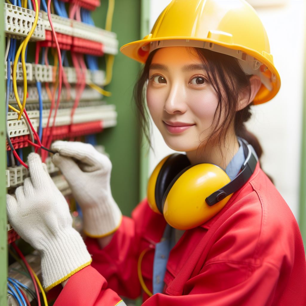 Young Woman - Electric Technician Repairing Electrical Wirings