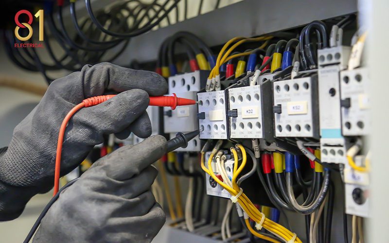 81 Electrical technician checking building electrical installation