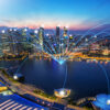 Smart city skyline representing automation control panels.