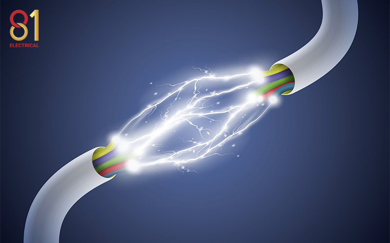 Exposed electrical wires sparking, showing a dangerous electrical fault.