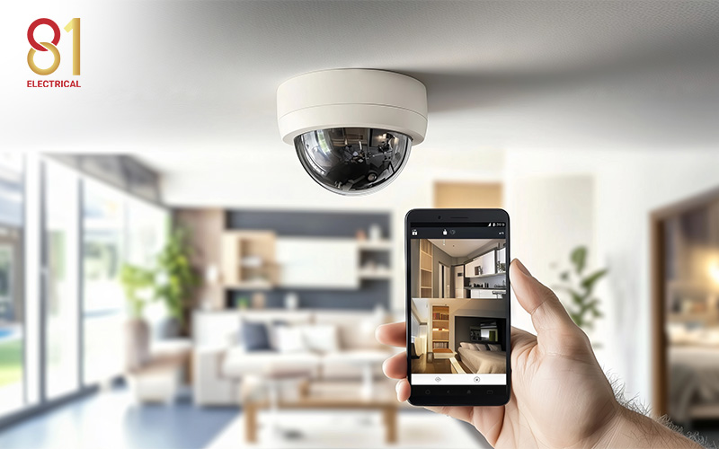 A person monitoring a CCTV camera feed on a phone.