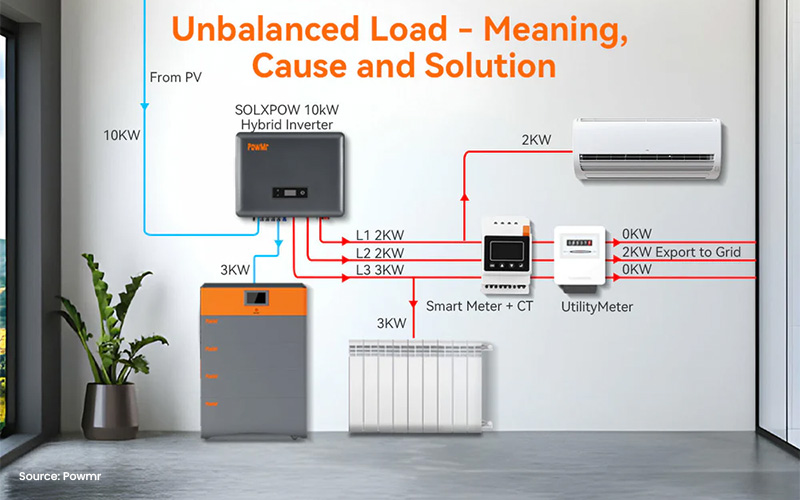 Diagram showing real world scenario of unbalanced load distribution.