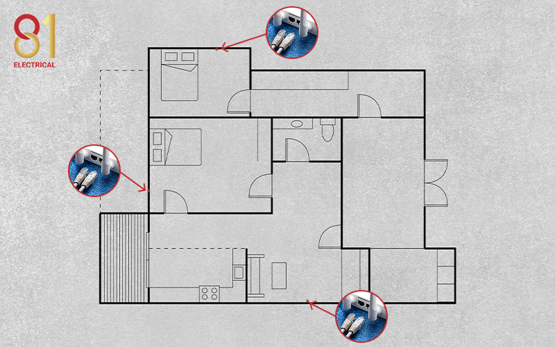 Floor plan showing where to install LAN cable ports.