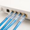 Lan cables from the back of a router