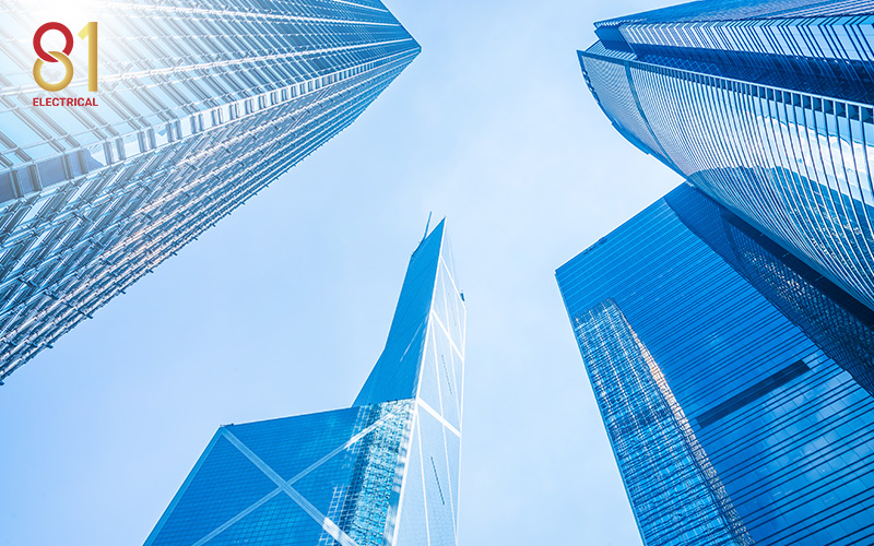 Modern high-rise buildings that use three-phase power.