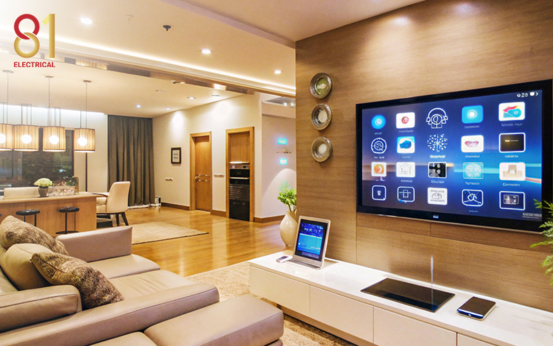 Smart home automation system in a modern apartment.