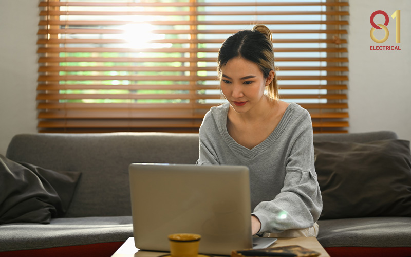 Woman surfing the internet with a high speed connection
