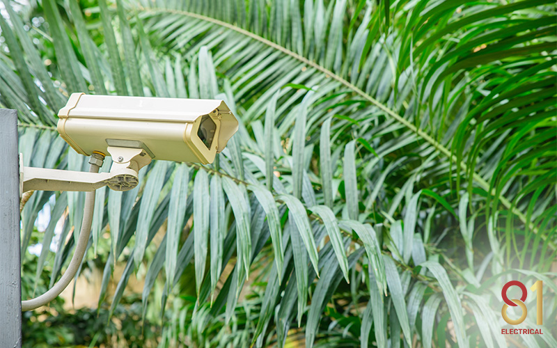Outdoor CCTV security camera in a condo