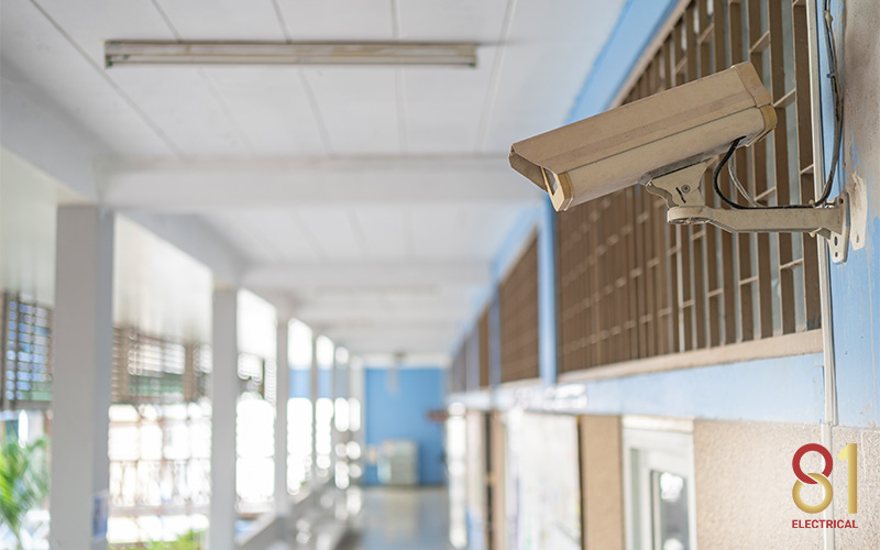 Security camera overlooking a HDB corridor