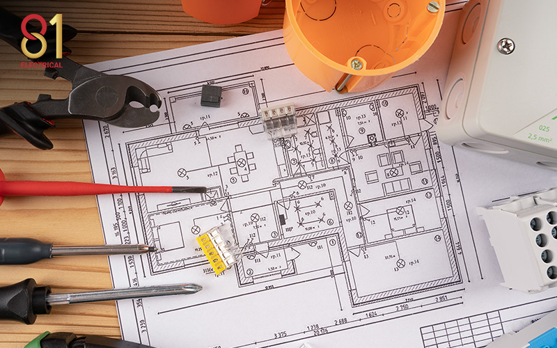 Electrical wiring schematic for a smart home system.