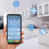 Smart home automation controlled by a smartphone app.